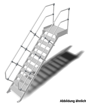 Трап с платформой стационарный 11 ступ., шир. 600 мм 45°