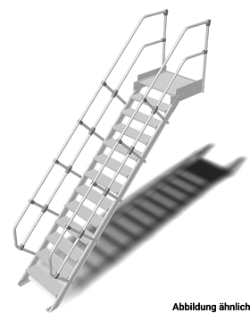 Трап с платформой стационарный 13 ступ., шир 1000 мм 45°