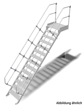 Трап с платформой стационарный 14 ступ., шир. 600 мм 45°