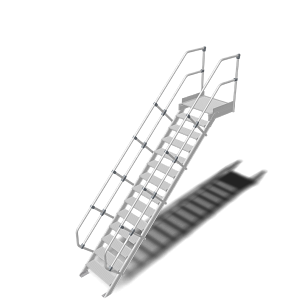 Трап с платформой стационарный 14 ступ., шир. 800 мм 45°