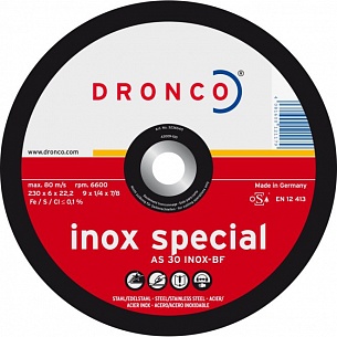 Обдирочный круг, нержавеющая сталь, высоколегированная сталь Dronco AS 30 Inox 125х6,0х22,23