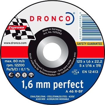 Отрезной круг по металлу универсальный Dronco A 46 R 125х1,6х22,23